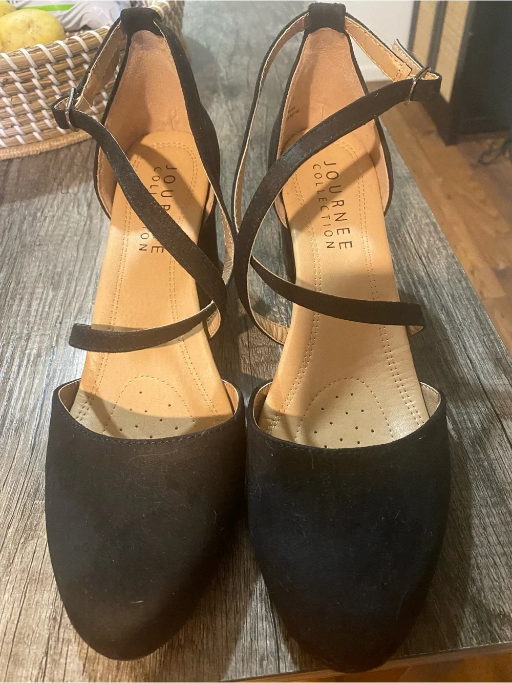 Journee Collection Black Strap Dress Shoes